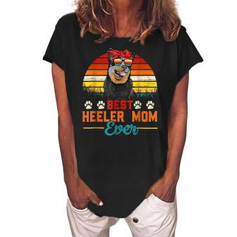 Vintage Best Heeler Mom Ever Australian Cattle Dog Mama Women's Loosen Crew Neck Short Sleeve T-Shirt - Seseable