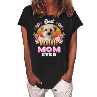 Vintage Best Morkie Mom Ever Mothers Day For Dog Mom Women's Loosen Crew Neck Short Sleeve T-Shirt - Seseable