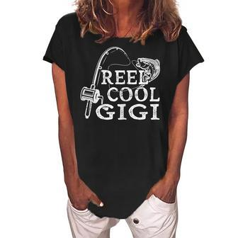 Vintage Reel Cool Gigi Fishing Gift For Mom Or Grandma Gift For Womens Women's Loosen Crew Neck Short Sleeve T-Shirt | Mazezy
