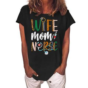 Wife Mom Nurse Womens Rn Lpn Mothers Day Nurse Week 2023 Women's Loosen Crew Neck Short Sleeve T-Shirt | Mazezy
