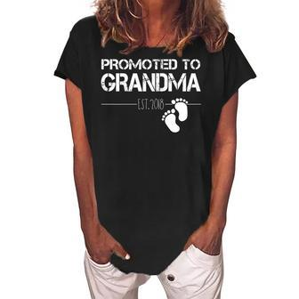 Womens Promoted To Grandma Est 2018 New Gift Gift For Womens Women's Loosen Crew Neck Short Sleeve T-Shirt | Mazezy DE