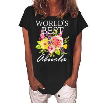 Worlds Best Abuela Hispanic Spanish Grandma Mothers Day Gift For Womens Women's Loosen Crew Neck Short Sleeve T-Shirt | Mazezy