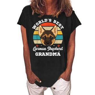 Worlds Best German Shepherd Grandma Women's Loosen Crew Neck Short Sleeve T-Shirt | Mazezy