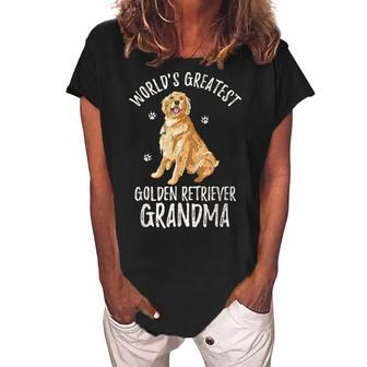 Worlds Greatest Golden Retriever Grandma Funny Dog Lover Women's Loosen Crew Neck Short Sleeve T-Shirt | Mazezy