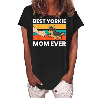 Yorkshire Terrier Dog Owner Mom Best Yorkie Mom Ever Women's Loosen Crew Neck Short Sleeve T-Shirt - Seseable