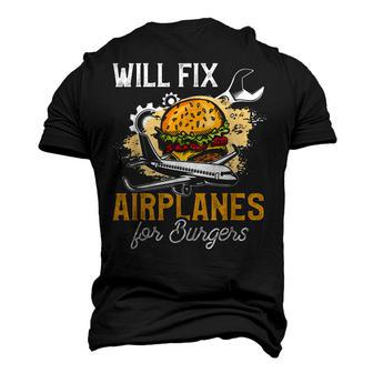 Aircraft Mechanic Fix Airplanes Burger Men's 3D T-Shirt Back Print | Mazezy