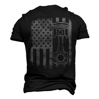 Auto Automotive Mechanic Engine Piston Patriotic Flag Men's 3D T-Shirt Back Print | Mazezy