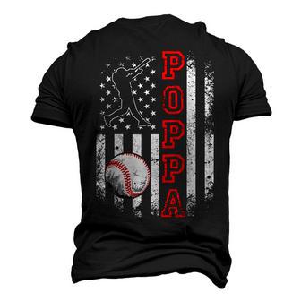 Baseball Poppa American Flag Vintage Baseball Lovers Men's 3D T-Shirt Back Print | Mazezy