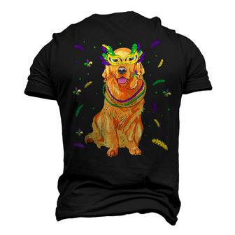 Beads & Mask Golden Retriever Mardi Gras Dog Mom Dad Men's 3D T-Shirt Back Print | Mazezy