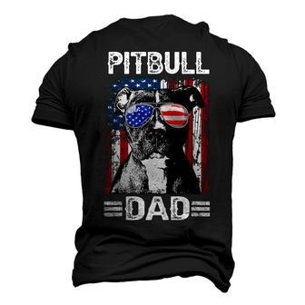 Best Pitbull Dad Ever American Flag 4Th Of July Men's 3D T-shirt Back Print - Seseable