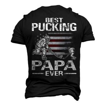 Best Pucking Papa Ever Hockey Fathers Day Men's 3D T-shirt Back Print - Seseable