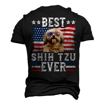 Best Shih Tzu Ever American Flag 4Th Of July Men's 3D T-shirt Back Print - Seseable