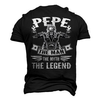 Biker Grandpa Pepe The Man Myth The Legend Motorcycle Men's 3D T-shirt Back Print - Seseable