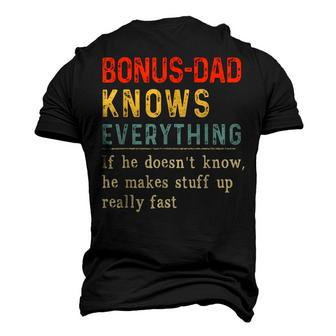 Bonus Dad Know Everything Vintage Fathers Day Men's 3D T-Shirt Back Print | Mazezy