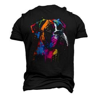 Boxer Dog Painting Watercolor Paint Colorful Mom Dad Men's 3D T-Shirt Back Print | Mazezy
