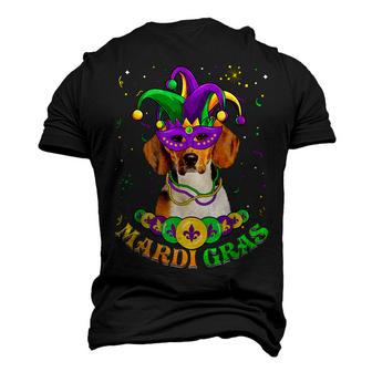 Cute Mardi Gras Beagle Dog Dad Dog Mom Mask Beads Men's 3D T-Shirt Back Print | Mazezy