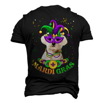 Cute Mardi Gras Maltese Dog Dad Dog Mom Mask Beads Men's 3D T-Shirt Back Print | Mazezy