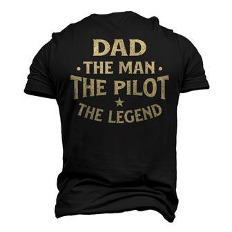 Dad The Man The Pilot The Legend Airlines Airplane Lover Men's 3D T-shirt Back Print - Seseable