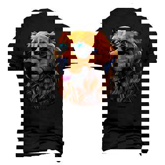 Dad Mom Cool Dog Sunglasses Golden Retriever Men's 3D T-Shirt Back Print | Mazezy