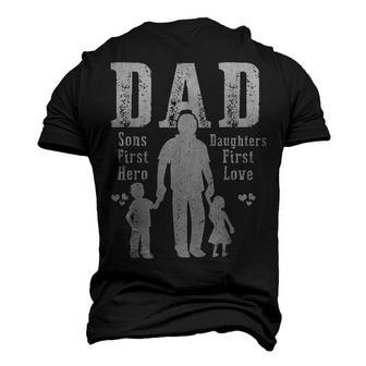 Dad A Sons First Hero A Daughters First Love Daddy Papa Pops Men's 3D T-Shirt Back Print | Mazezy