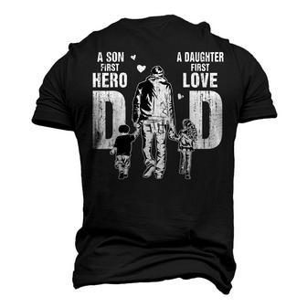Dad A Sons First Hero A Daughters First Love Fathers Day Men's 3D T-Shirt Back Print | Mazezy