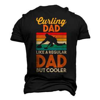 Dads Day Retro Curling Dad Like A Regular Dad But Cooler Men's 3D T-Shirt Back Print | Mazezy