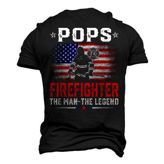 Distressed American Flag Pops Firefighter The Legend Retro Men's 3D T-shirt Back Print - Seseable