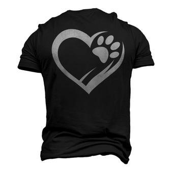Dog Mom Dad Puppy Love Dogs Paw Print In Heart Men's 3D T-Shirt Back Print | Mazezy