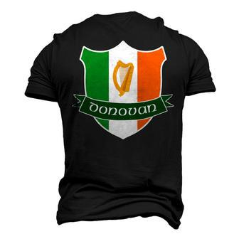 Donovan Irish Name Family Crest Long Ireland Flag Harp Men's 3D T-shirt Back Print - Seseable