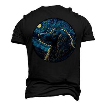 Flat Coated Retriever Starry Night Painting Dog Mom Dad Men's 3D T-Shirt Back Print | Mazezy