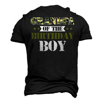 Grandpa Of The Birthday Boy Papa Camo Green Army Party Men's 3D T-Shirt Back Print | Mazezy