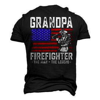 Grandpa Firefighter The Man The Legend American Flag Men's 3D T-shirt Back Print - Seseable