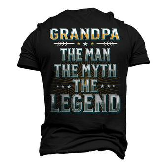 Grandpa The Man The Myth The Legend Fathers Day Grandad Men's 3D T-shirt Back Print - Seseable