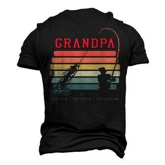 Grandpa The Man The Myth The Legend Fishing Grandfather Men's 3D T-shirt Back Print - Seseable