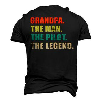 Grandpa The Man The Pilot The Legend Vintage Grandpa Men's 3D T-Shirt Back Print | Mazezy