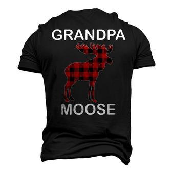Grandpa Moose Red Plaid Buffalo Matching Pajama Men's 3D T-Shirt Back Print | Mazezy