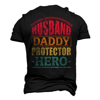 Husband Daddy Protector Hero Dad Fathers Day Men Men's 3D T-shirt Back Print - Seseable