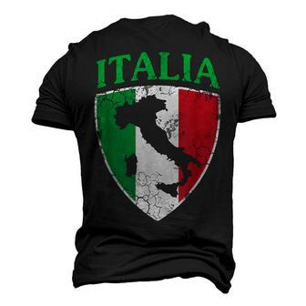 Italia Flag Crest Italy Italian Family Vintage Distressed Men's 3D T-shirt Back Print - Seseable