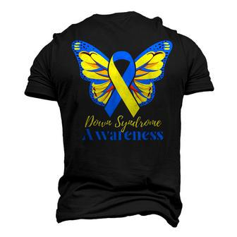 Kids National Down Syndrome Day Awareness Butterfly Mom Dad Men's 3D T-Shirt Back Print | Mazezy