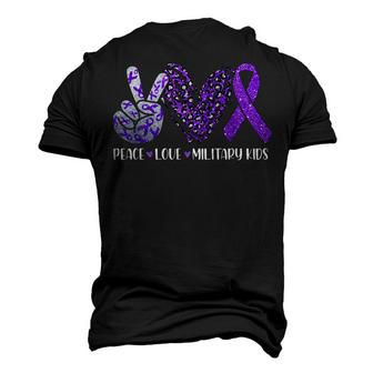 Leopard Peace Love Military Kids Military Purple Up Ribbon Men's 3D T-Shirt Back Print | Mazezy