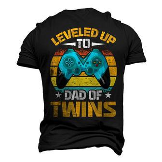 Leveled Up To Dad Of Twins Fathers Day Men's 3D T-Shirt Back Print | Mazezy