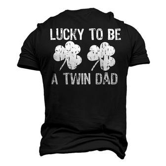 Lucky To Be A Twin Dad St Patricks Day Men's 3D T-Shirt Back Print | Mazezy