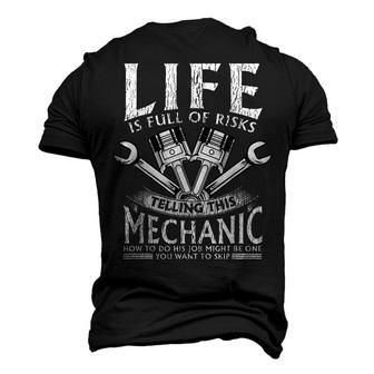 Mechanic Life Is A Risk Men's 3D T-Shirt Back Print | Mazezy