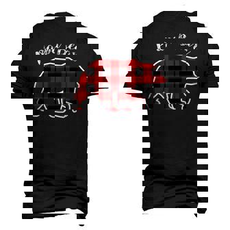 Papa Bear Men Red Plaid Christmas Pajama Dad Men's 3D T-Shirt Back Print | Mazezy