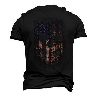 Patriotic Military American Flag Skull Men's 3D T-Shirt Back Print | Mazezy
