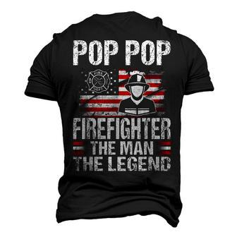 Pop Pop Firefighter The Man The Legend Retro Usa Flag Men's 3D T-shirt Back Print - Seseable
