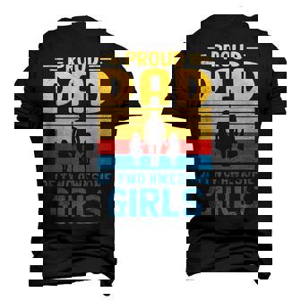 Proud Dad Of Two Awesome Girls I Dad Men's 3D T-Shirt Back Print | Mazezy