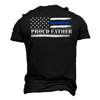 Proud Father Thin Blue Line Police Usa Flag Men's 3D T-Shirt Back Print | Mazezy