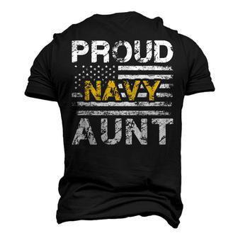 Proud Navy Aunt Us Flag Military Appreciation Graphic Men's 3D T-Shirt Back Print | Mazezy