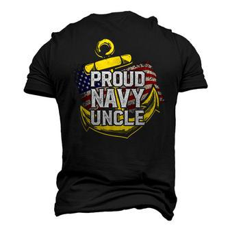 Proud Navy Uncle American Flag Anchor Gold Men's 3D T-Shirt Back Print | Mazezy